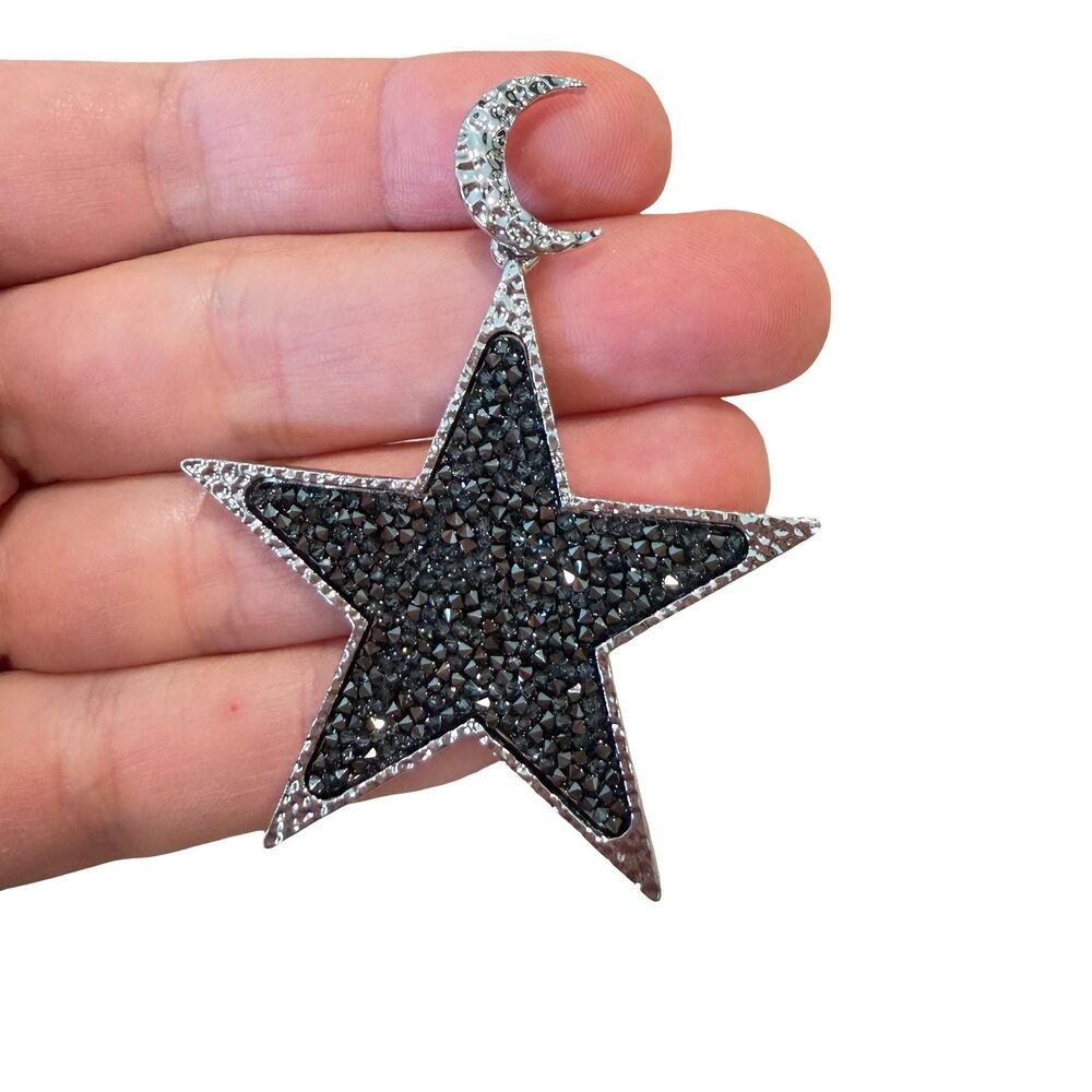 Vintage Jewelry Large Star and Moon Pendant